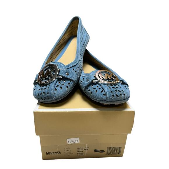 Michael Kors Ballet Flats- Fulton Moc-Suede Denim Size 6.5 - Picture 1 of 4